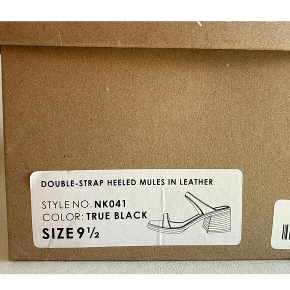 Madewell Saige Heeled Mules Slip On Size 9.5 Double Strap Black Leather NK041 - Picture 11 of 11